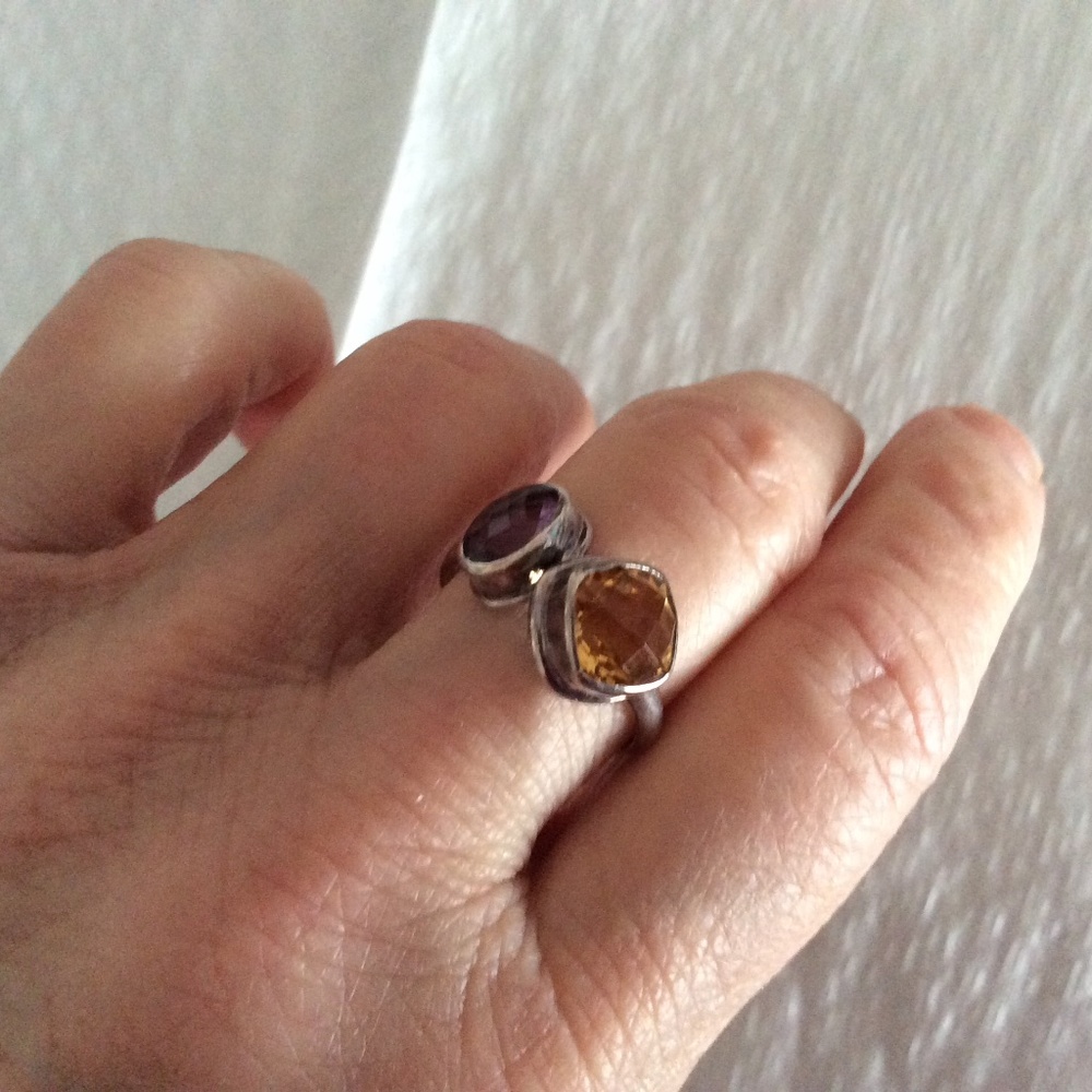 925 silver amethyst and Citrine ring